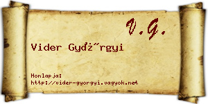 Vider Györgyi névjegykártya